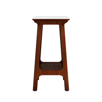 Brown Narrow Slate Side Table with Storage Shelf