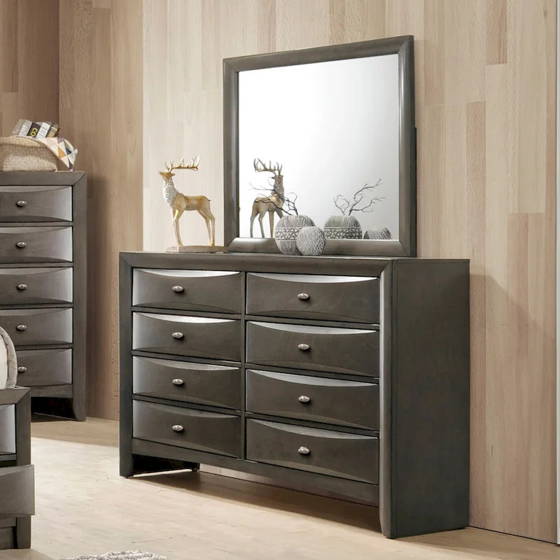 Furniture of America Brent Traditional 2-Piece 8-Drawer Dresser and Mirror Set